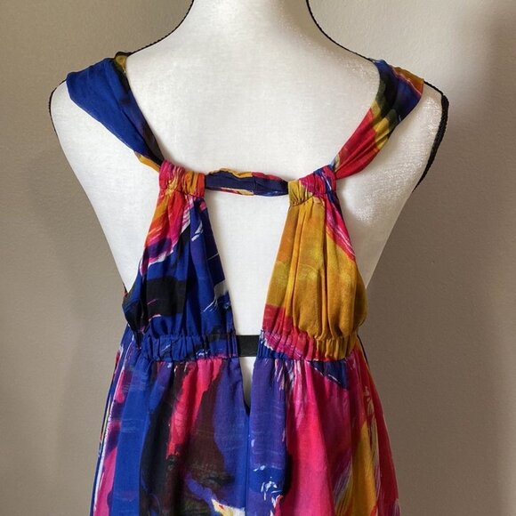 DVF Diane von Furstenberg "Belleview" Plunge Neck Sleeveless Silk Dress - Picture 4 of 9